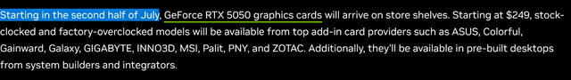 英伟达GeForce RTX 5050显卡即将于7月在中国大陆上市